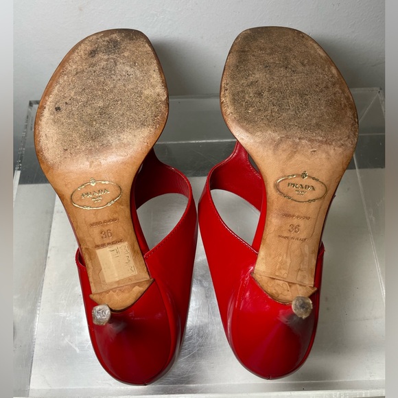 PRADA Patent leather slides red sz 36 made in italy - Picture 14 of 16